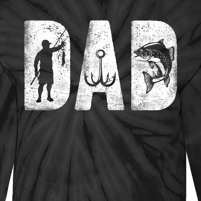 Fishing Dad Classic Bold Font FatherS Day Fish Daddy Tie-Dye Long Sleeve Shirt