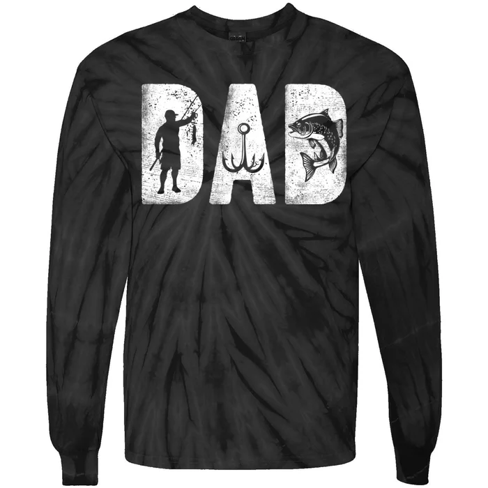 Fishing Dad Classic Bold Font FatherS Day Fish Daddy Tie-Dye Long Sleeve Shirt