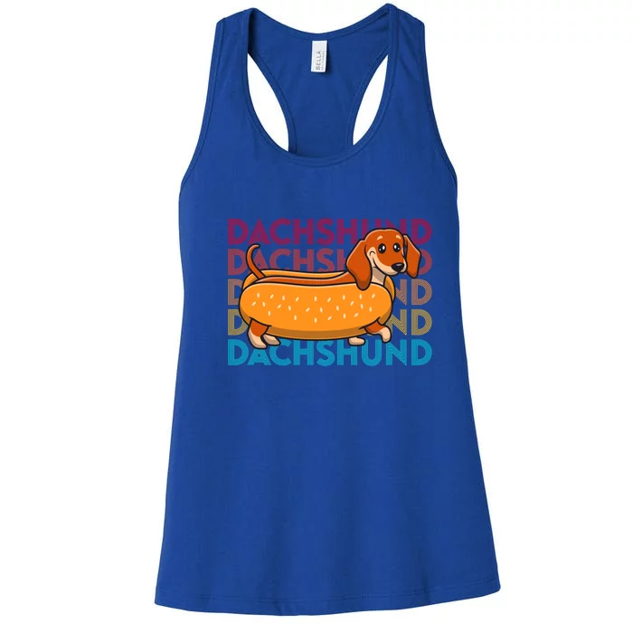 Funny Dachshund Cute Puppy Dog Doggy Lover Hotdog Great Gift Women's Racerback Tank