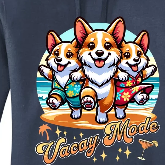 Funny Dancing Corgis Hawaiian Family Vacation Vacay Mode Gift Women's Pullover Hoodie