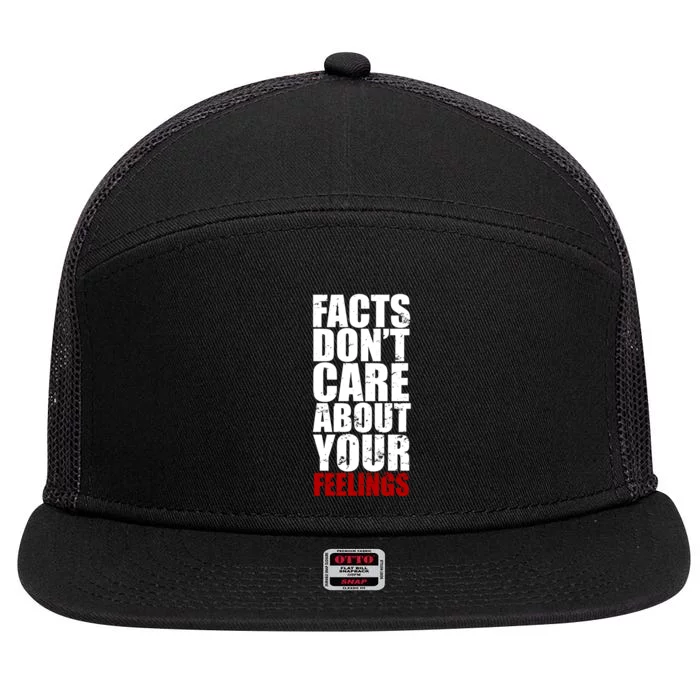 Facts Don't Care About Your Feelings 7 Panel Mesh Trucker Snapback Hat