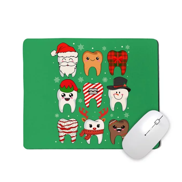 Funny Dental Christmas Teeth Cute Xmas Dentist Squad Crew Mousepad