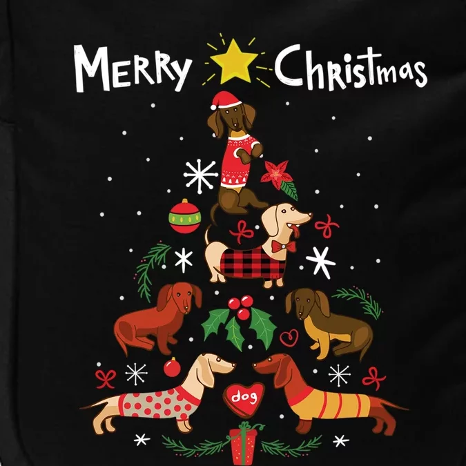 Funny Dachshund Christmas Tree Gift Ornat Gift Impact Tech Backpack