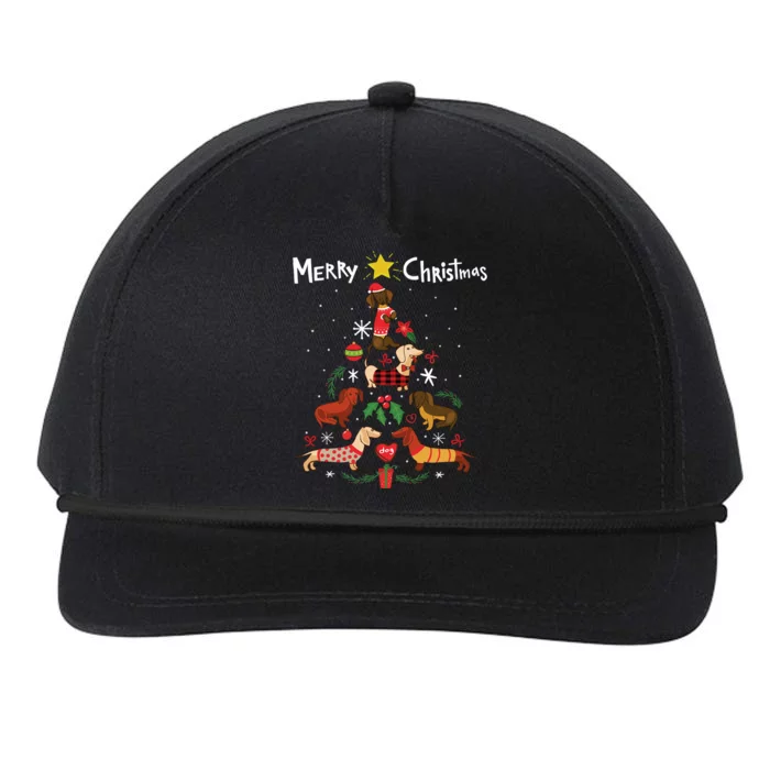 Funny Dachshund Christmas Tree Gift Ornat Gift Snapback Five-Panel Rope Hat