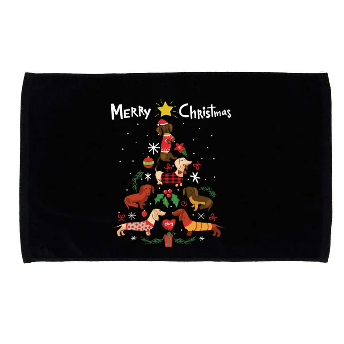 Funny Dachshund Christmas Tree Gift Ornat Gift Microfiber Hand Towel