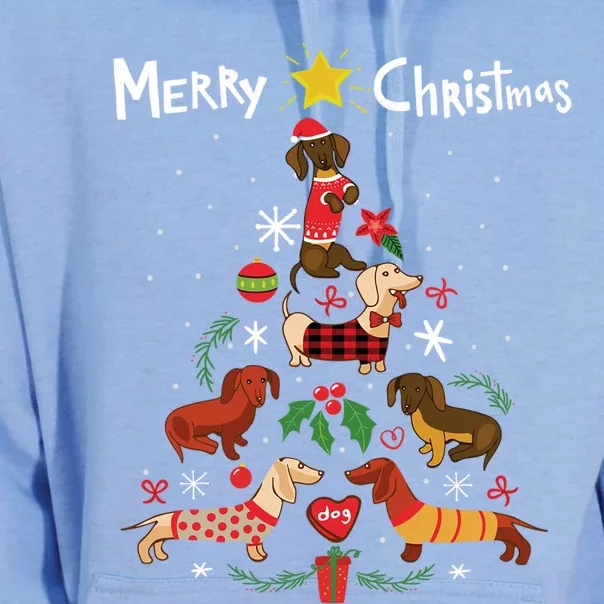 Funny Dachshund Christmas Tree Gift Ornat Gift Unisex Surf Hoodie