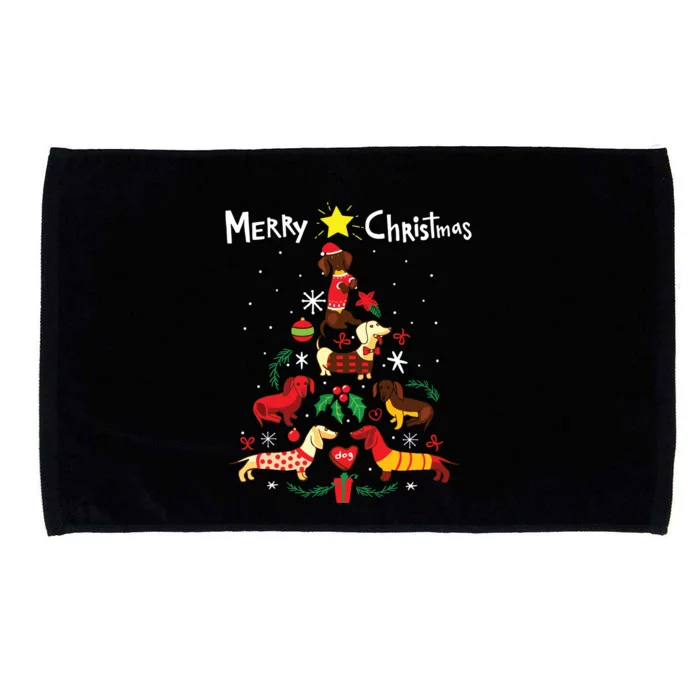 Funny Dachshund Christmas Tree Ornament Decor Gift Microfiber Hand Towel