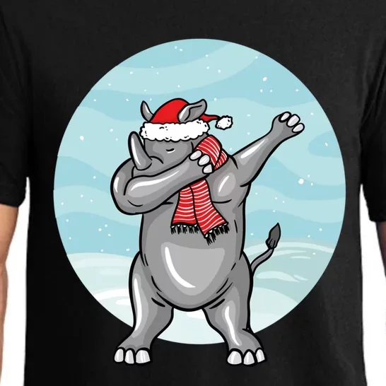 Funny Dabbing Christmas Santa Claus Rhino Lover Gift Pajama Set