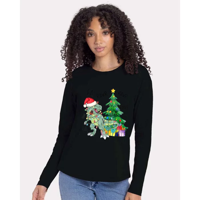 Funny Dinosaur Christmas Fa Ra Ra Ra Rawr T Rex Xmas Boy Cute Gift Womens Cotton Relaxed Long Sleeve T-Shirt