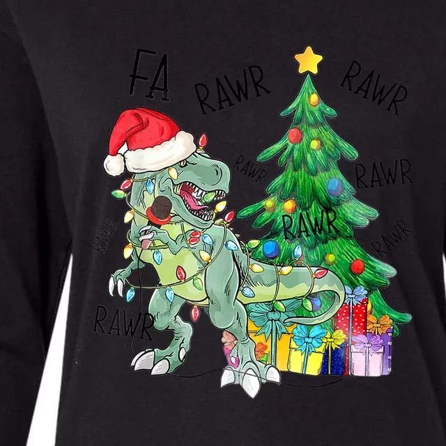 Funny Dinosaur Christmas Fa Ra Ra Ra Rawr T Rex Xmas Boy Cute Gift Womens Cotton Relaxed Long Sleeve T-Shirt