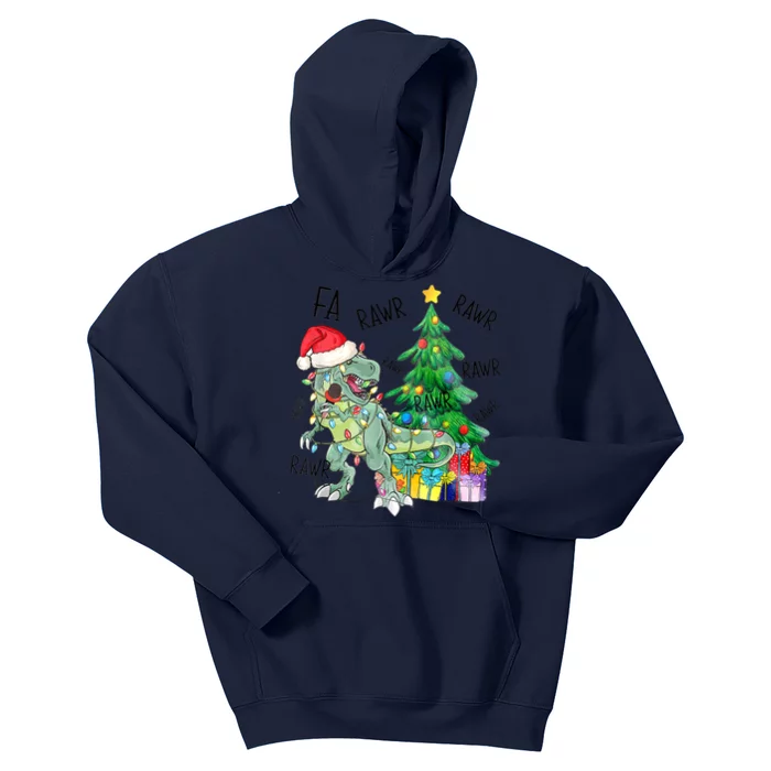 Funny Dinosaur Christmas Fa Ra Ra Ra Rawr T Rex Xmas Boy Cute Gift Kids Hoodie