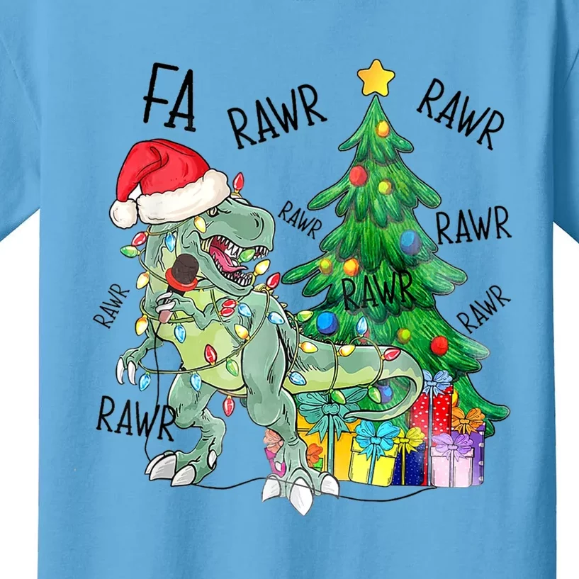 Funny Dinosaur Christmas Fa Ra Ra Ra Rawr T Rex Xmas Boy Cute Gift Kids T-Shirt