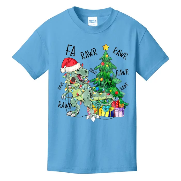 Funny Dinosaur Christmas Fa Ra Ra Ra Rawr T Rex Xmas Boy Cute Gift Kids T-Shirt