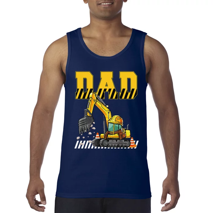 Funny Dad Construction Excavator Matching Family Tank Top