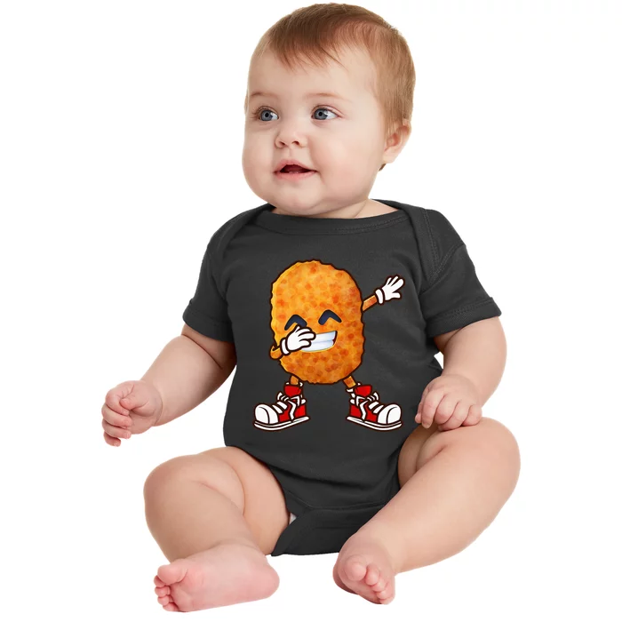 Funny Dabbing Chicken Nuggets Design Nugget Lover Baby Bodysuit