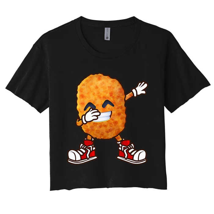 Funny Dabbing Chicken Nuggets Design Nugget Lover Women's Crop Top Tee