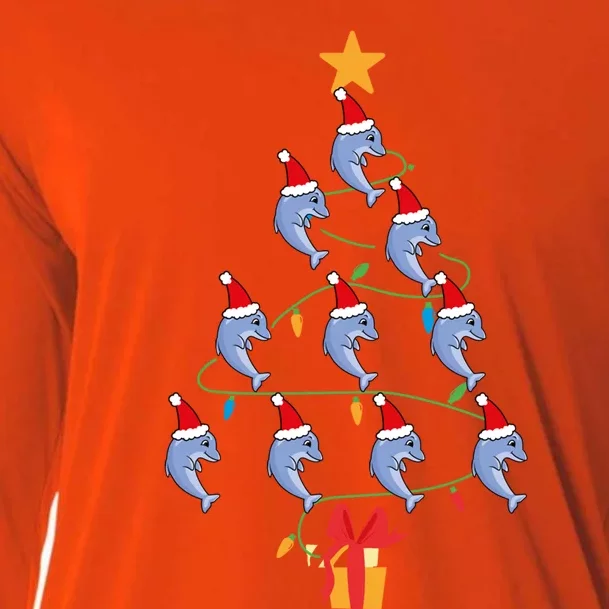 Funny Dolphin Christmas Tree Tee Xmas Dolphins Tree Santa Cool Gift Cooling Performance Long Sleeve Crew