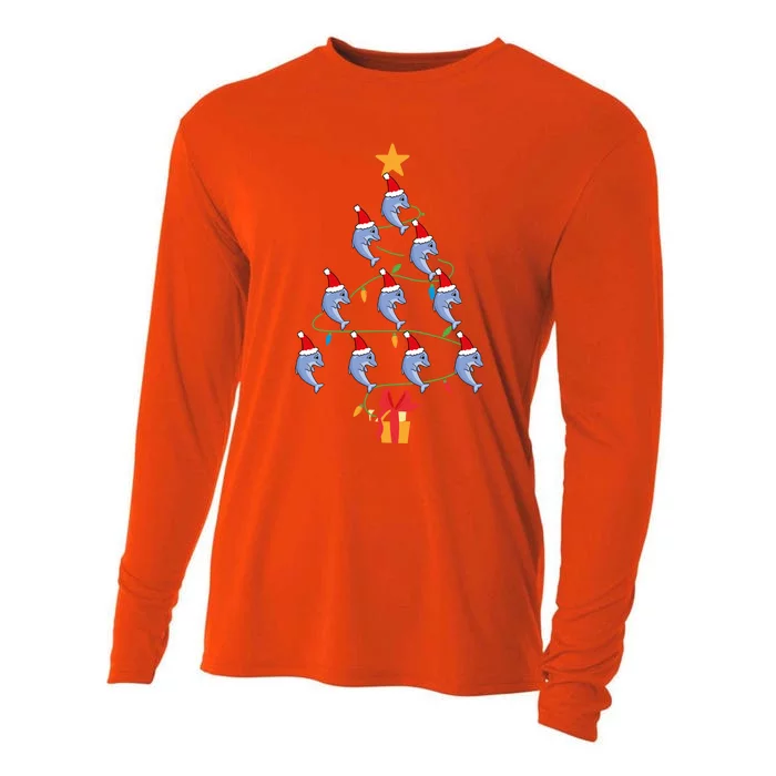 Funny Dolphin Christmas Tree Tee Xmas Dolphins Tree Santa Cool Gift Cooling Performance Long Sleeve Crew