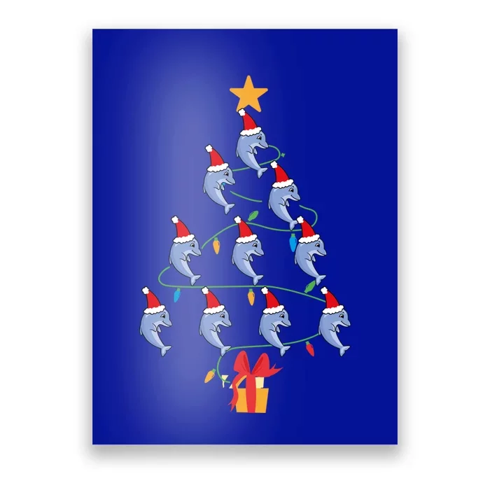 Funny Dolphin Christmas Tree Tee Xmas Dolphins Tree Santa Cool Gift Poster