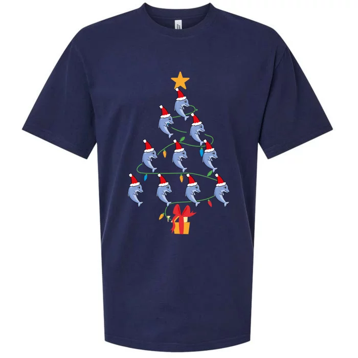 Funny Dolphin Christmas Tree Tee Xmas Dolphins Tree Santa Cool Gift Sueded Cloud Jersey T-Shirt