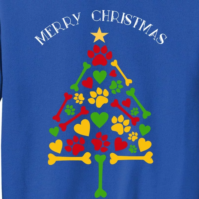 Funny Dog Cat Paws Hearts Christmas Tree Animal Lover Gift Sweatshirt