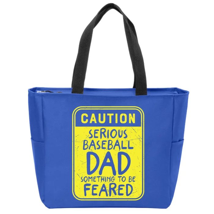 Father's Day Caution Serious Baseball Dad Gift Zip Tote Bag