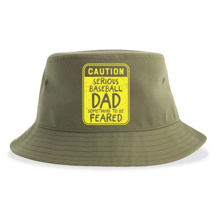 Father's Day Caution Serious Baseball Dad Gift Sustainable Bucket Hat