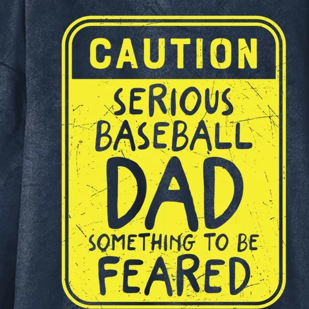 Father's Day Caution Serious Baseball Dad Gift Hooded Wearable Blanket