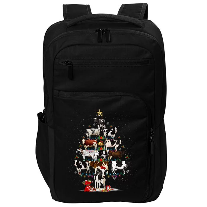 Funny Daisy Cows Christmas Tree Lights Cow Farm Lovers Xmas Impact Tech Backpack