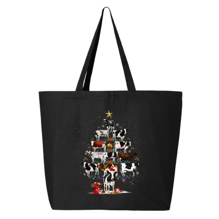 Funny Daisy Cows Christmas Tree Lights Cow Farm Lovers Xmas 25L Jumbo Tote