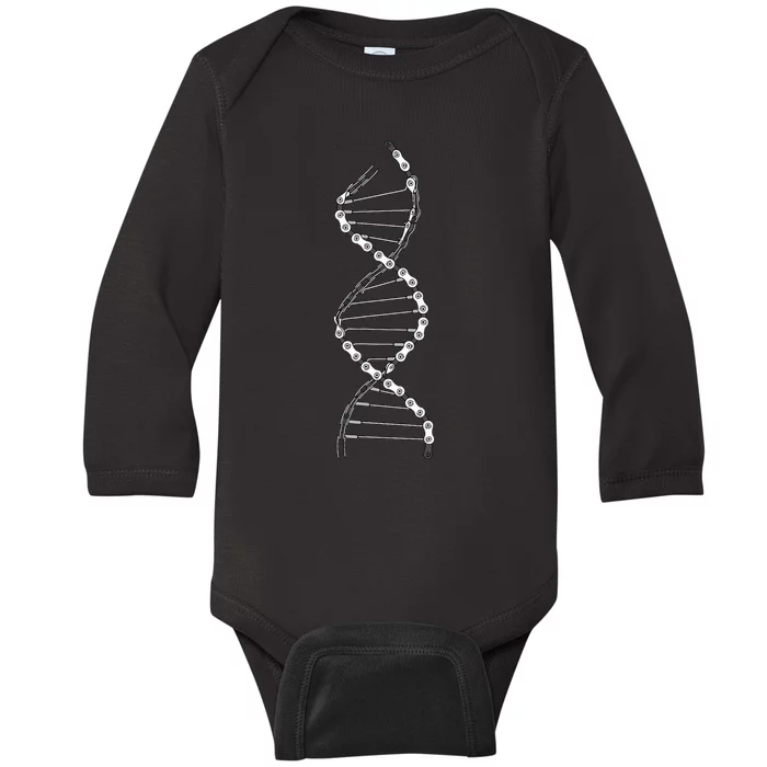 Funny DNA Cycling Bicycle Chain Mountain Bike Lovers Outfit Baby Long Sleeve Bodysuit