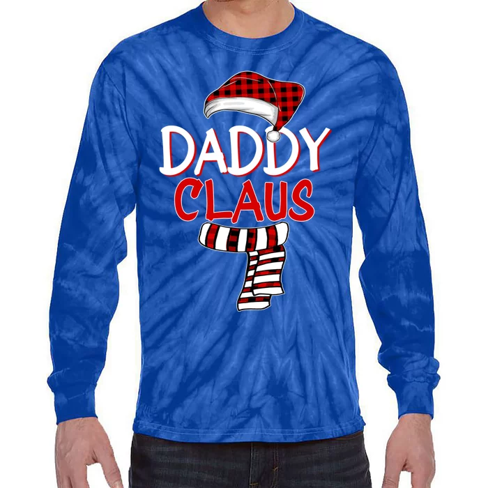 Funny Dad Christmas Santa Claus Red Plaid Gift Daddy Claus Gift Tie-Dye Long Sleeve Shirt