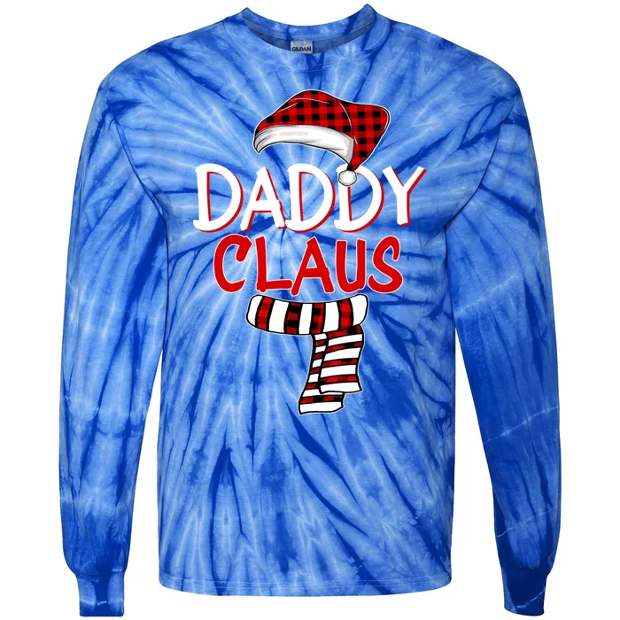 Funny Dad Christmas Santa Claus Red Plaid Gift Daddy Claus Gift Tie-Dye Long Sleeve Shirt