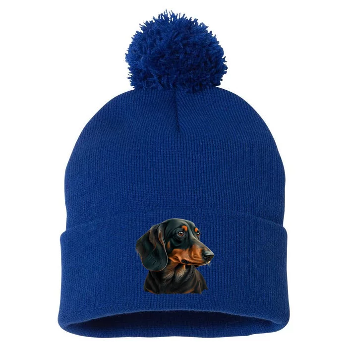 Funny Dachshund Cute Weiner Dog Gift Pom Pom 12in Knit Beanie