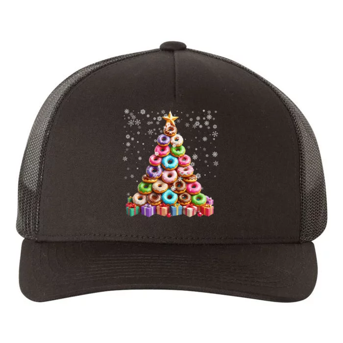 Funny Donuts Christmas Tree Lights Xmas Pjs Sweet Cake Yupoong Adult 5-Panel Trucker Hat