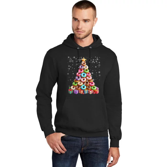 Funny Donuts Christmas Tree Lights Xmas Pjs Sweet Cake Tall Hoodie