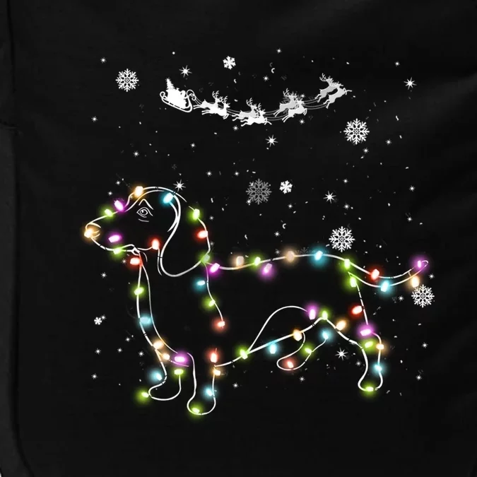 Funny Dachshund Christmas Tree Lights Gift Dog Doxie Lover Gift Impact Tech Backpack