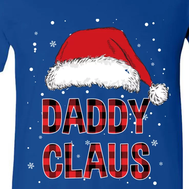 Funny Daddy Claus Red Plaid Christmas Family Pjs Matching Gift V-Neck T-Shirt