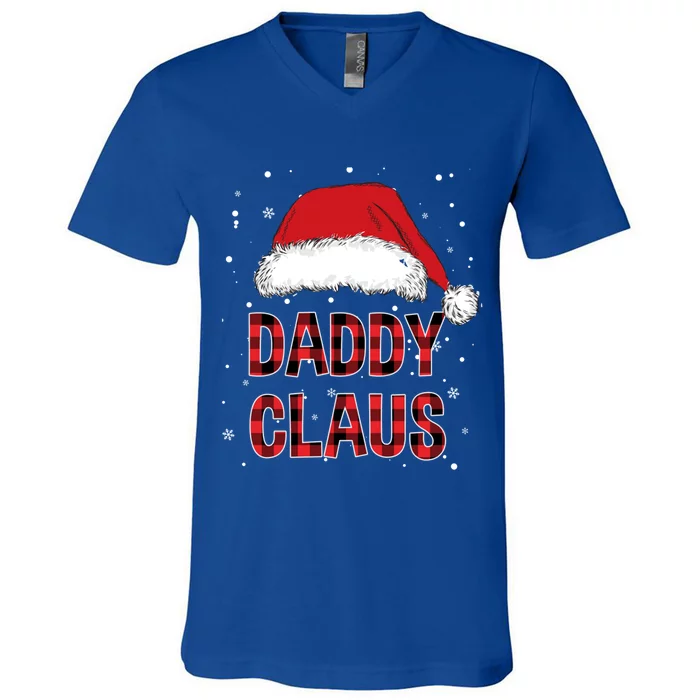 Funny Daddy Claus Red Plaid Christmas Family Pjs Matching Gift V-Neck T-Shirt