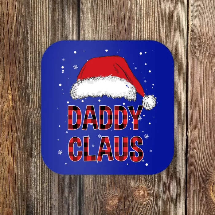 Funny Daddy Claus Red Plaid Christmas Family Pjs Matching Gift Coaster