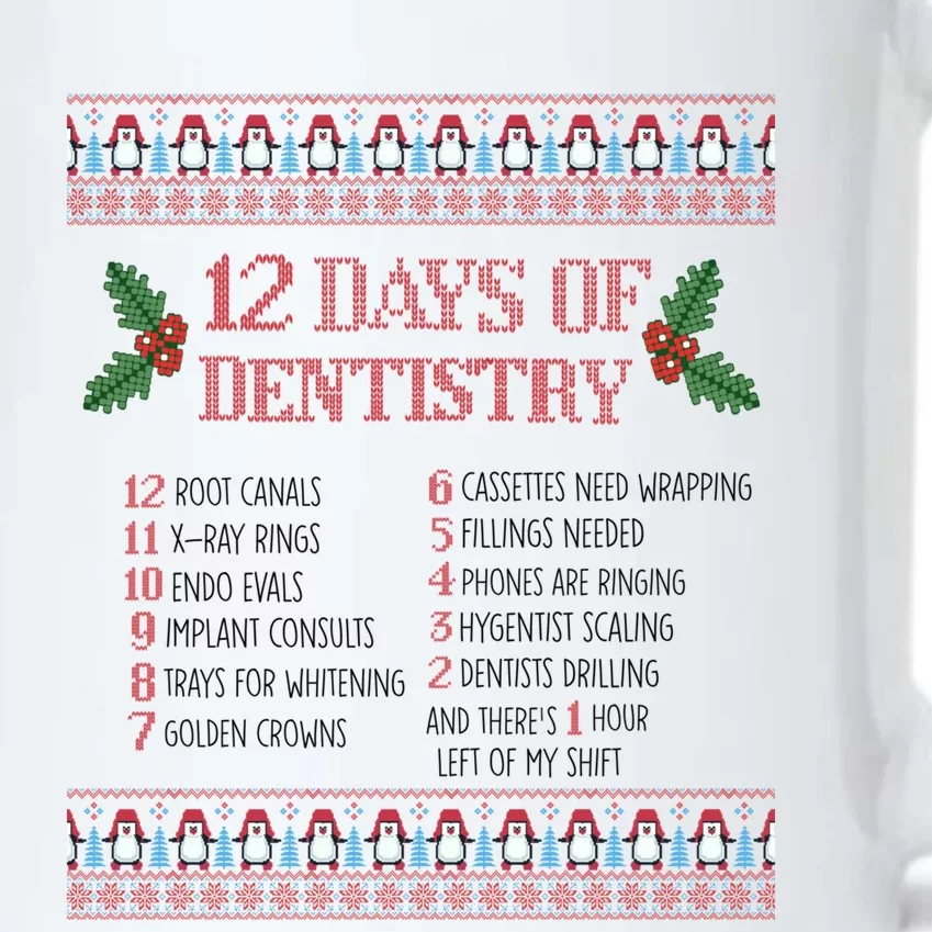 Funny Dentist Christmas Ugly Sweater 12 Days Of Dentistry Gift Black Color Changing Mug