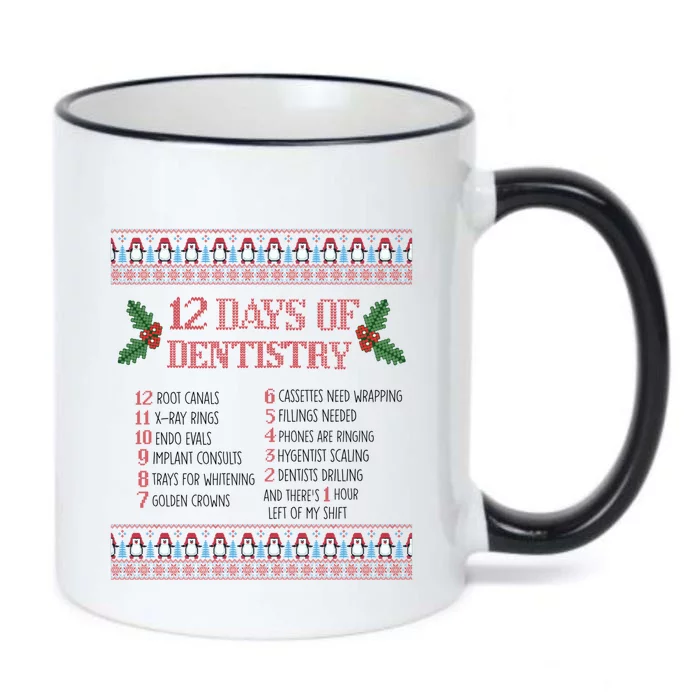 Funny Dentist Christmas Ugly Sweater 12 Days Of Dentistry Gift Black Color Changing Mug