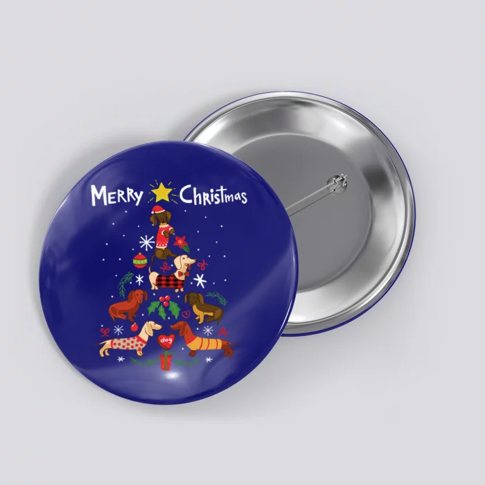 Funny Dachshund Christmas Tree Gift Ornat Gift Button