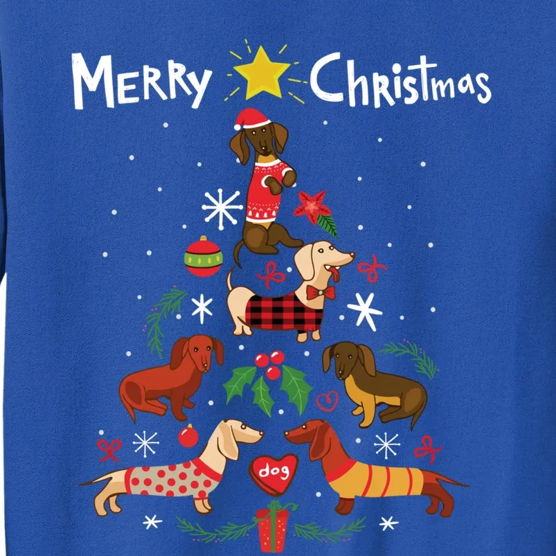 Funny Dachshund Christmas Tree Gift Ornat Gift Tall Sweatshirt