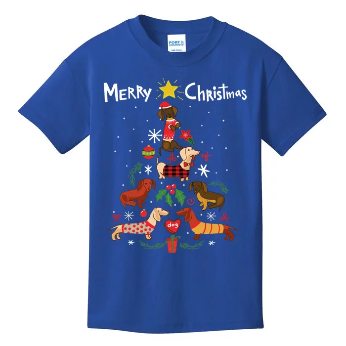 Funny Dachshund Christmas Tree Gift Ornat Gift Kids T-Shirt