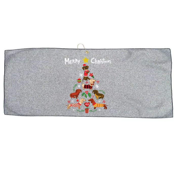 Funny Dachshund Christmas Tree Gift Ornat Gift Large Microfiber Waffle Golf Towel