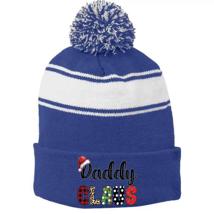 Funny Daddy Claus Santa Hat Christmas Family Matching Set Great Gift Stripe Pom Pom Beanie