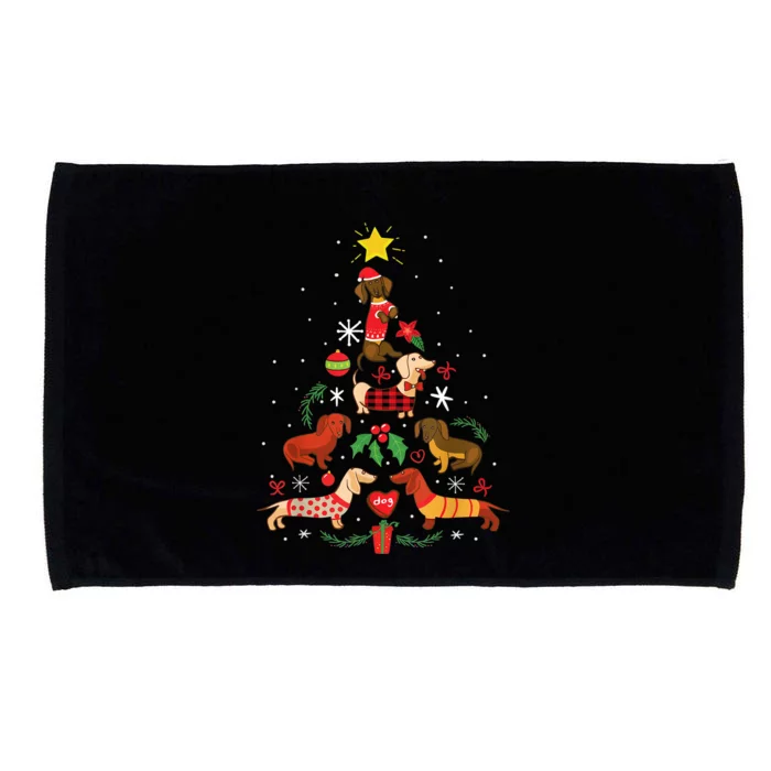 Funny Dachshund Christmas Tree Decor Gift Microfiber Hand Towel