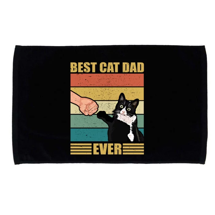 Fathers Day Cat Dad Funny Best Cat Dad Ever Gift Microfiber Hand Towel