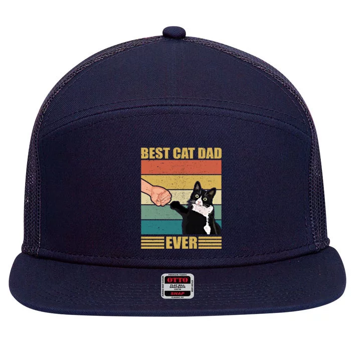 Fathers Day Cat Dad Funny Best Cat Dad Ever Gift 7 Panel Mesh Trucker Snapback Hat